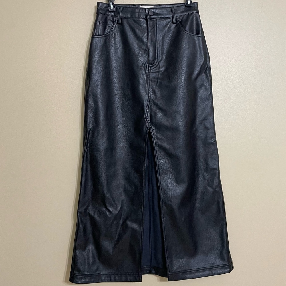 Anthropologie Pilcro Pleather‎ Midi Skirt Size 4